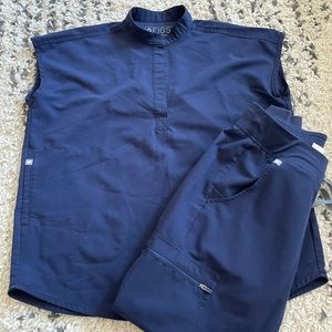 Figs XS rafaela top navy and SMALL Zamora bottom